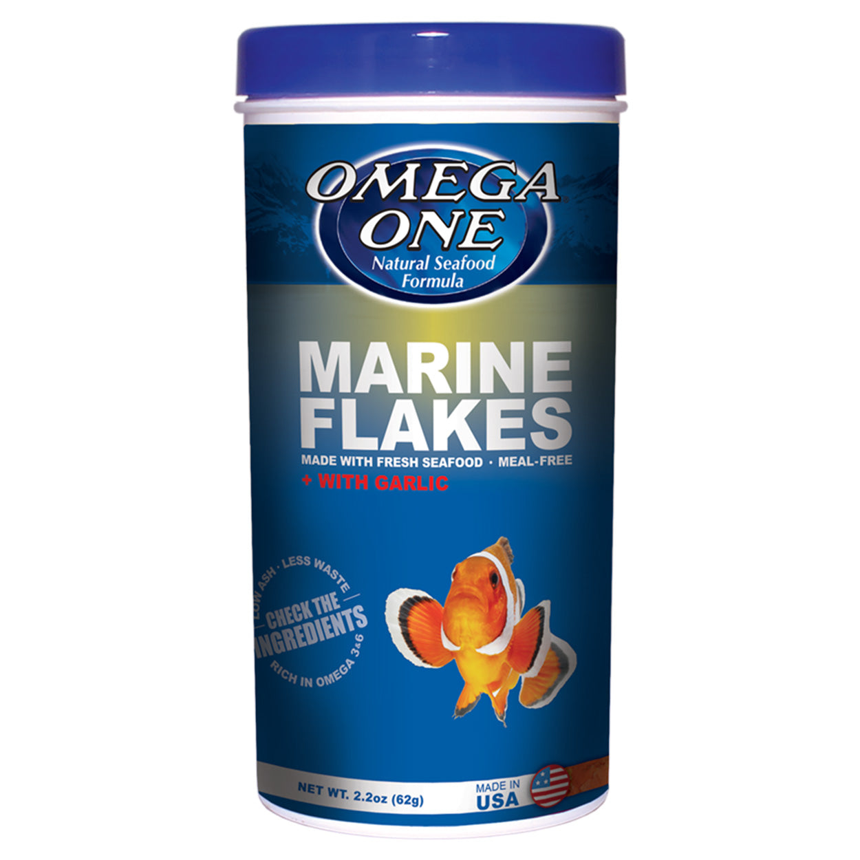 Omega One Marine Nourriture en Flocons Enrichie d'Ail (2.2oz)