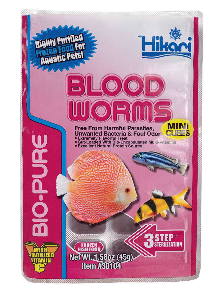 Emballage Hikari Bio-Pure vers de sang congelés, mini cubes, 1,58 oz (45 g)