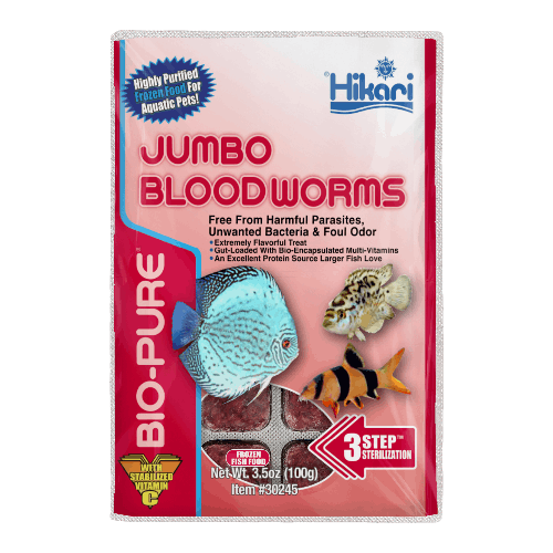 Emballage Hikari Bio-Pure vers de sang jumbo congelés, cubes 3,5 oz (100 g)