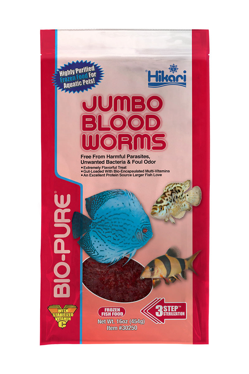 Emballage Hikari Bio-Pure vers de sang jumbo congelés, paquet plat 16 oz (454 g)