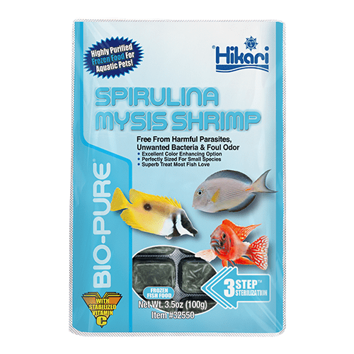 Emballage Hikari Bio-Pure crevettes mysis à la spiruline congelées, 32 cubes, 3,5 oz (100 g)