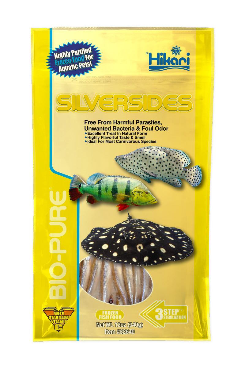 Emballage Hikari Bio-Pure silversides congelés, paquet plat 12 oz (340 g), poissons entiers