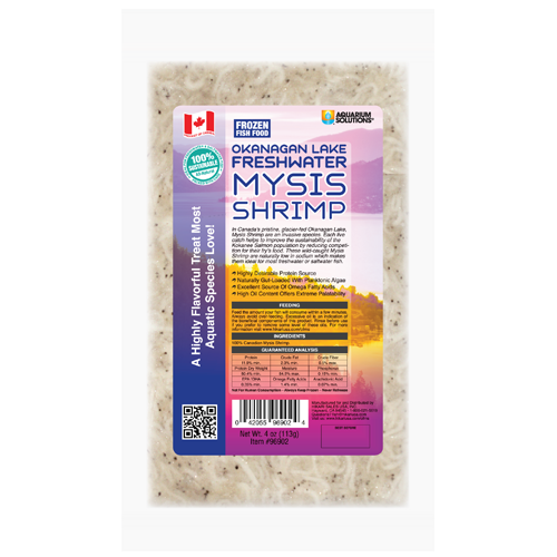 Emballage Hikari crevettes mysis du lac Okanagan congelées, paquet plat 4 oz (113 g)