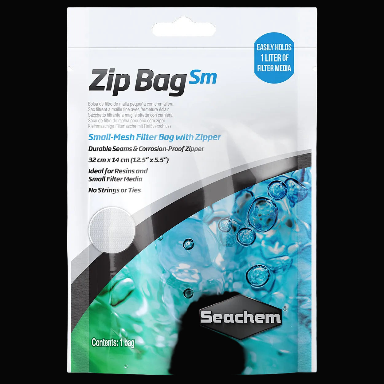 Seachem Zip Bag Small 12,5 x 5,5 po maille 25 mesh — sac filtrant à fermeture éclair