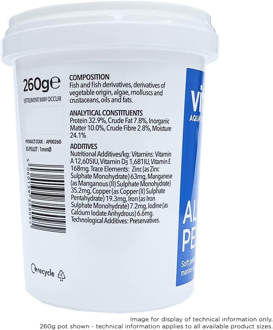 Pot Vitalis Algae Pellets  granules d'algues 1 mm nourriture poissons marins herbivores