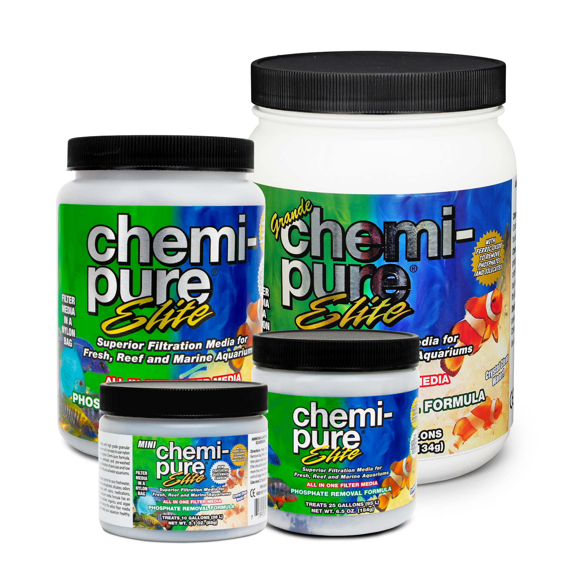 Gamme Boyd Chemi-Pure Elite — les quatre formats de pots sur fond blanc