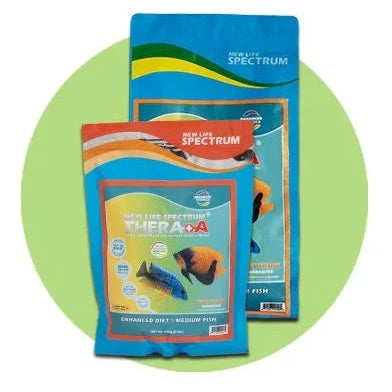Gamme New Life Spectrum Thera+A Medium : sachets et pots 150 g et 300 g de granulés à l'ail