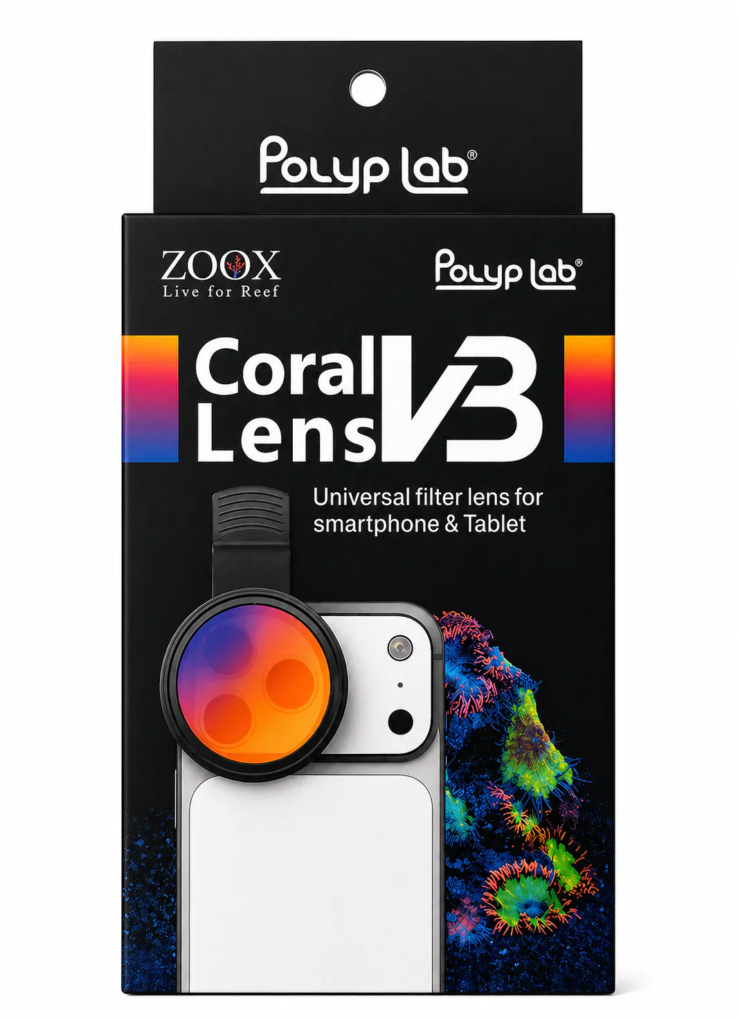 Coral View Lens V3 — Kit Lentille Photo Coraux Anti-Bleu pour Cellulaire - Polyplab