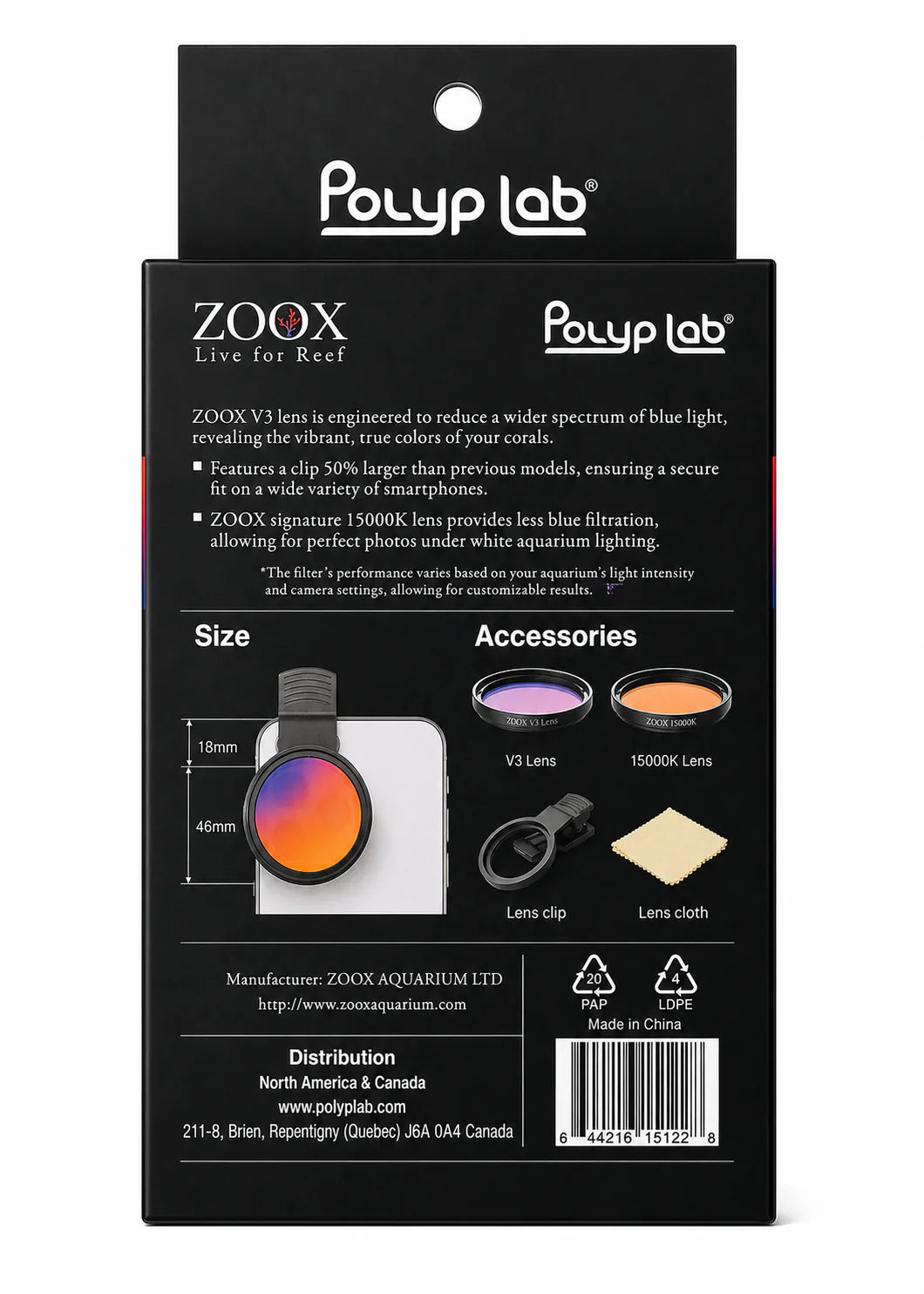 Coral View Lens V3 — Kit Lentille Photo Coraux Anti-Bleu pour Cellulaire - Polyplab