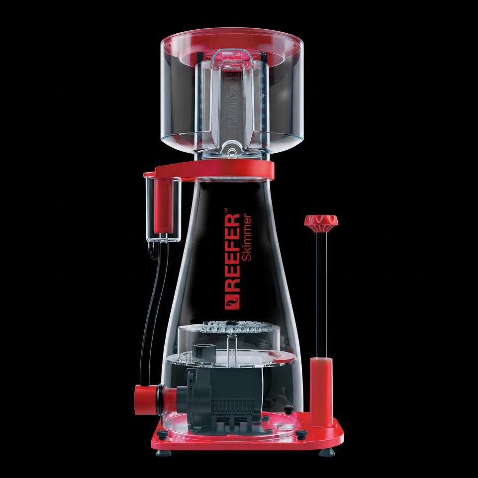 Red Sea RSK 300 REEFER Skimmer écumeur protéines vue complète pompe Sicce PSK-600 fond noir
