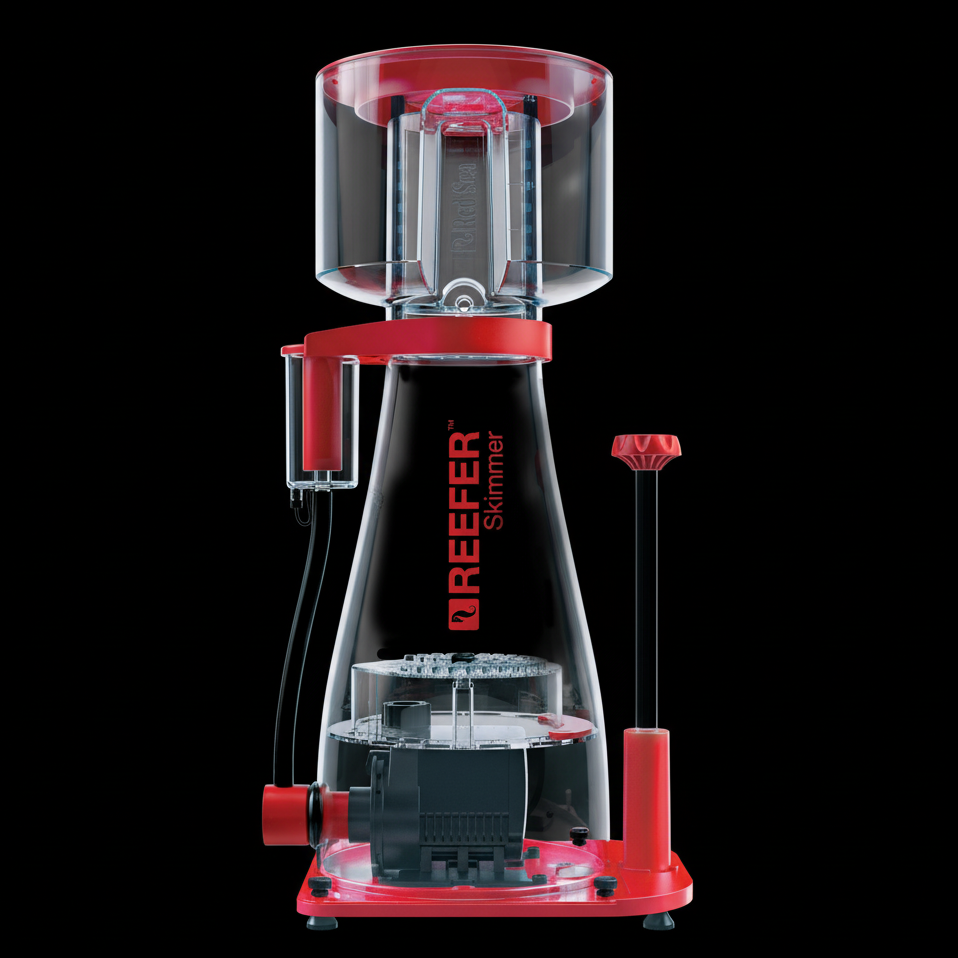 Red Sea RSK 600 REEFER Skimmer écumeur protéines vue complète pompe Sicce PSK-1000 fond noir