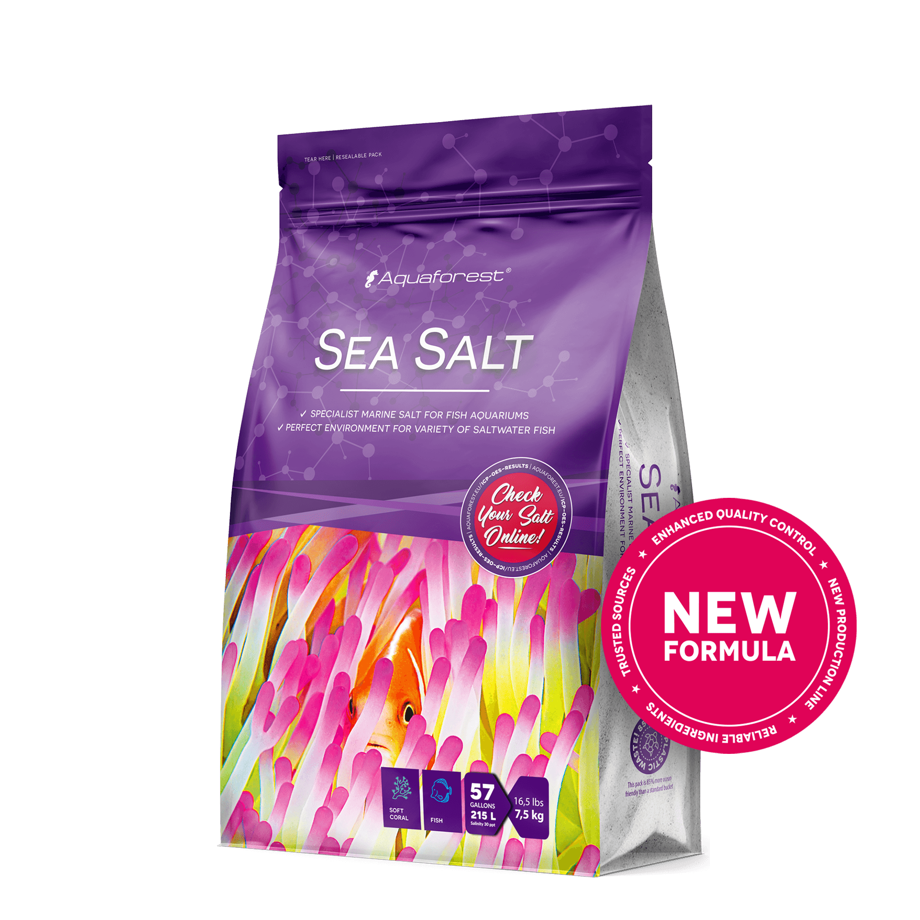 Aquaforest Sea Salt 7.5 kg bag new formula marine salt for fish and soft corals