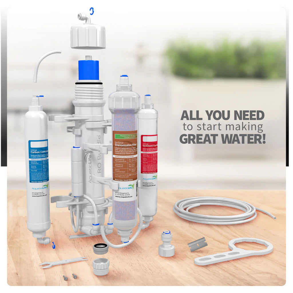 AquaticLife RO Buddie +DI 50 GPD – Système d’Osmose Inverse Compact avec Déionisation (4 Étapes)