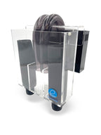 Eshopps PF-1000 dual overflow box, three-quarter view: two black foam blocks and U-tube