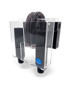 Eshopps PF-1200 dual overflow box, three-quarter view: two black foam blocks and U-tube