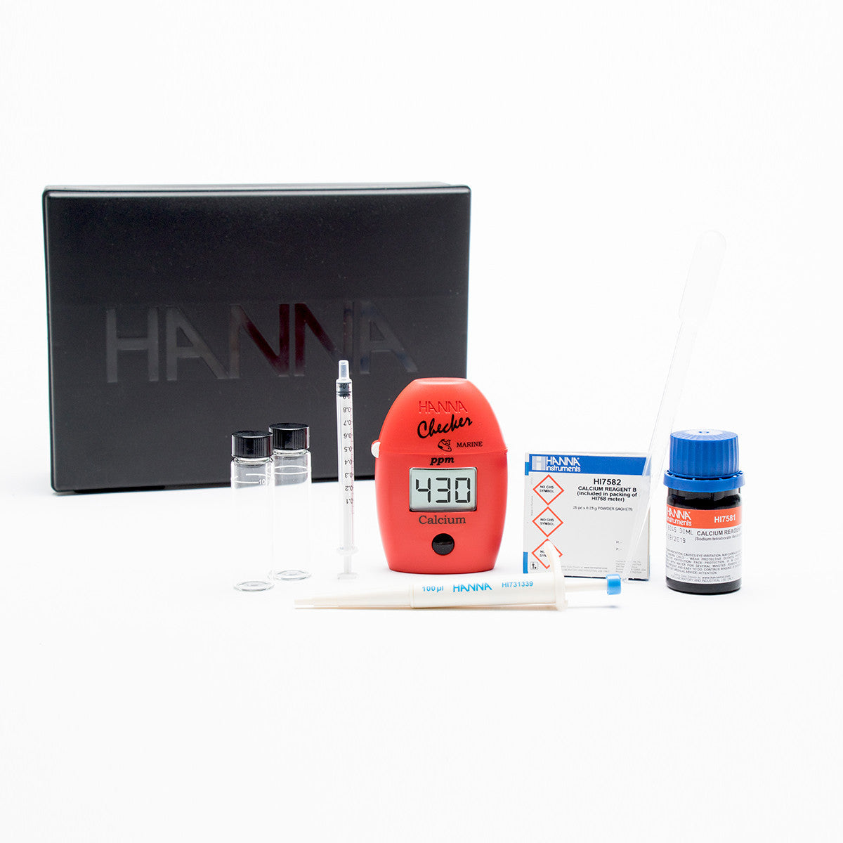 Hanna Checker HC HI758 calcium — kit contents: checker, reagents and accessories