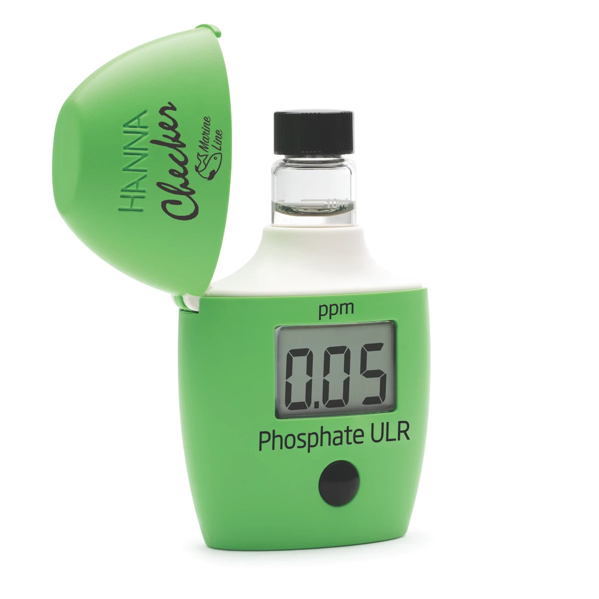 Hanna Checker HC HI774 phosphate ULR — lid open with cuvette in place