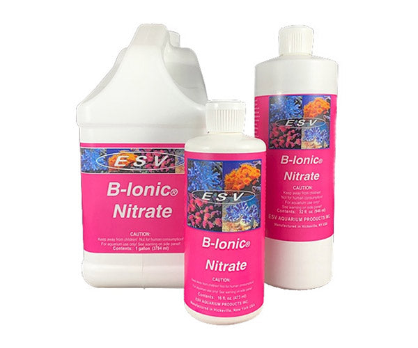 ESV B-Ionic Nitrate — Bidon 1 gal, bouteilles 16 oz et 32 oz sur fond blanc