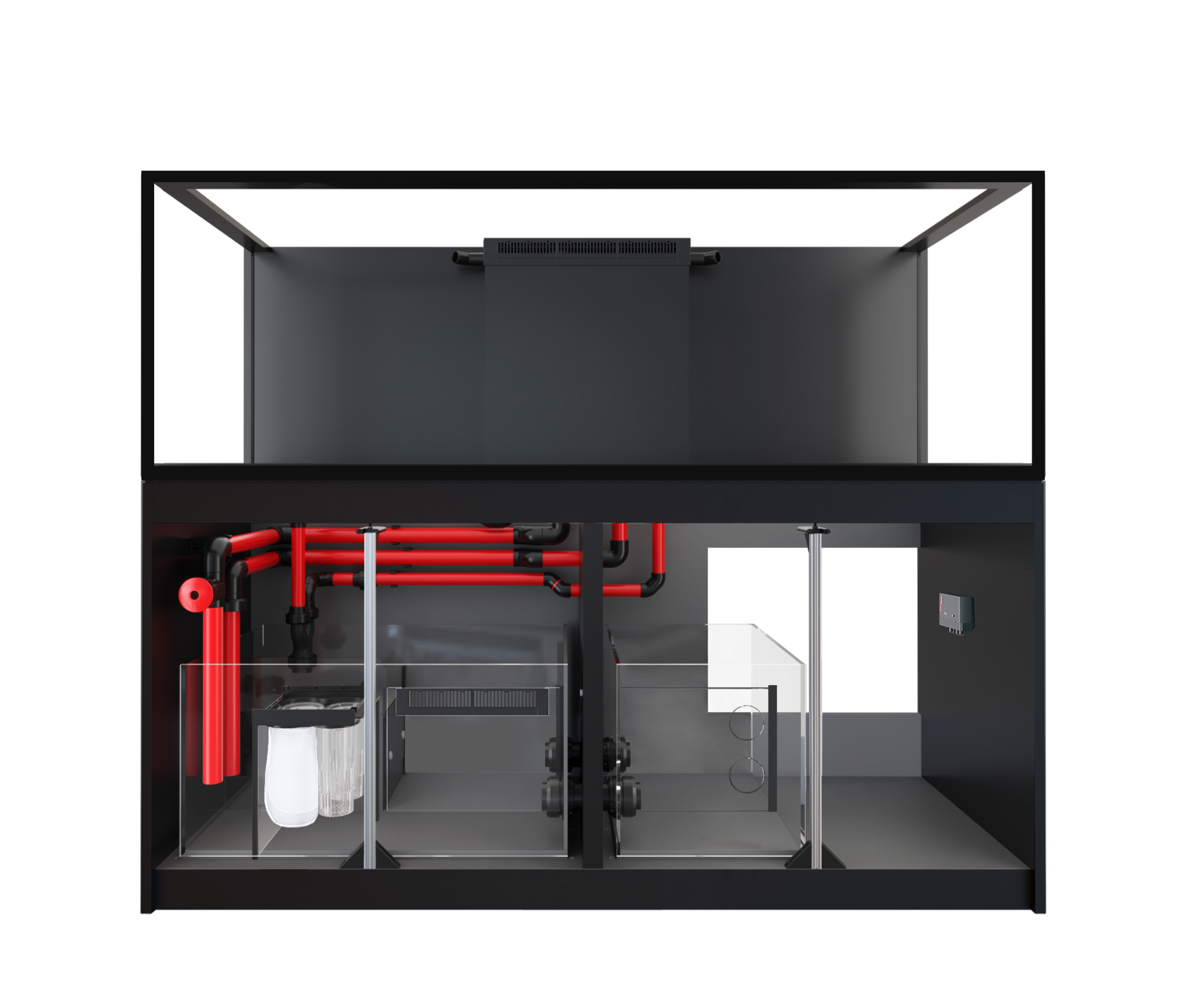 Aquarium récifal Red Sea REEFER 750 G3 avec meuble noir, cuve Euro-brace 750 L sur 180 cm