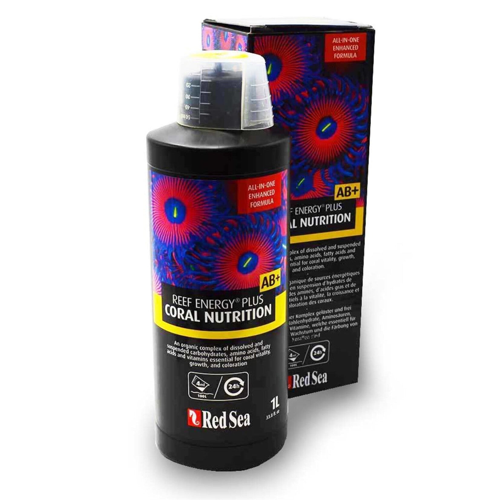 Bouteille Red Sea Reef Energy Plus AB+ 1 L avec bouchon doseur, nourriture complète pour coraux