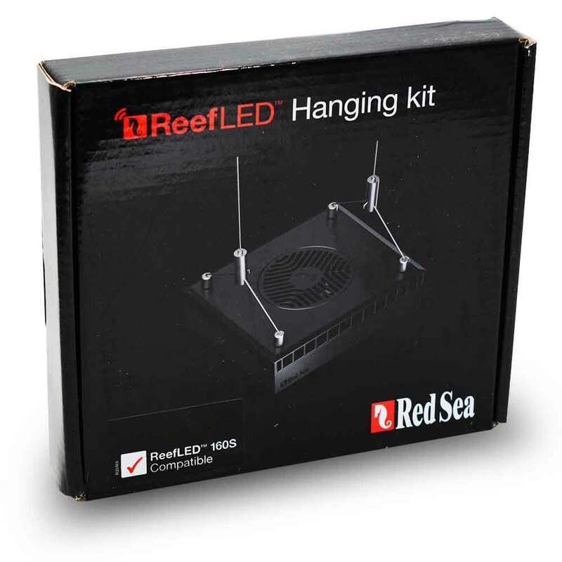 Overview of the Red Sea ReefLED 160S Hanging Kit in a reef aquarium setup.