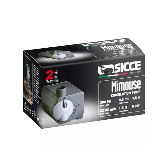 Vue complète de la Sicce Pump Mimouse, idéale pour petits aquariums