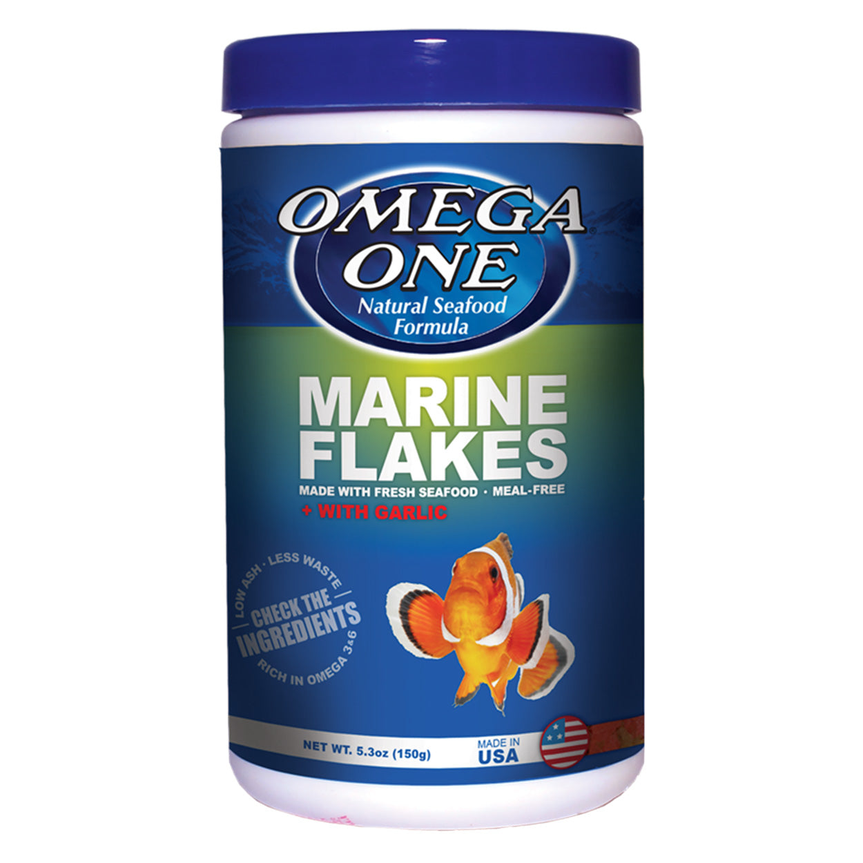 Omega One Marine Nourriture en Flocons Enrichie d'Ail (5.3oz)