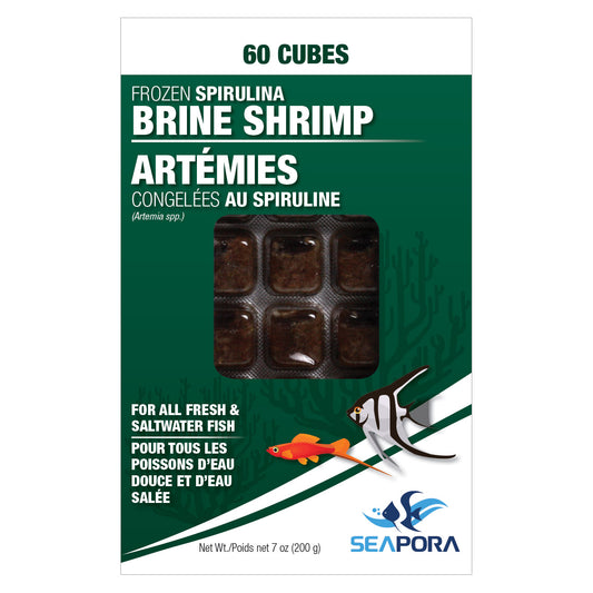 Seapora Crevettes de Saumure à la Spiruline congelées - 60 Cubes - 200 g