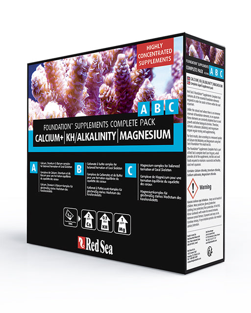 Red Sea Foundation ABC 3x250 ml - trio calcium, alcalinité et magnésium pour aquarium récifal