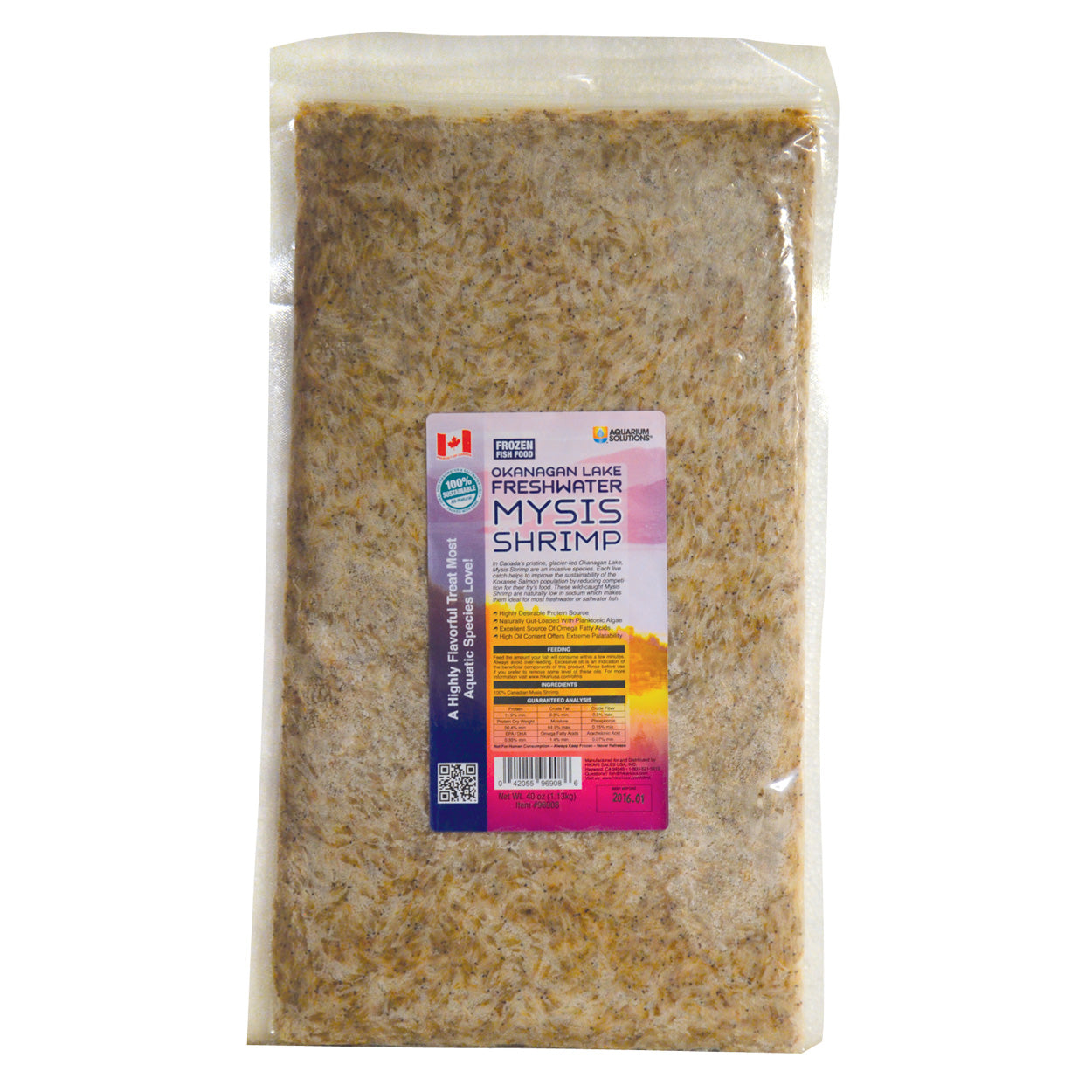 Congeler (Okanagan Lake Freshwater Mysis Shrimp) - Paquet Plat - 40 oz