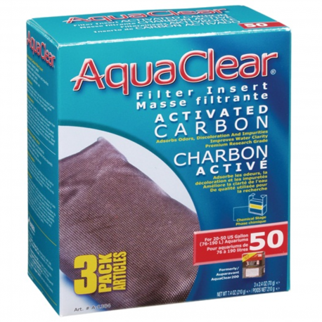AquaClear 50 Activated Carbon Filter Insert 3 pack, 210g (7.4 oz)
